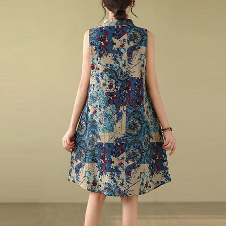 Buddha Stones Abito estivo da donna senza maniche con stampa floreale paisley e tasche. - image 15