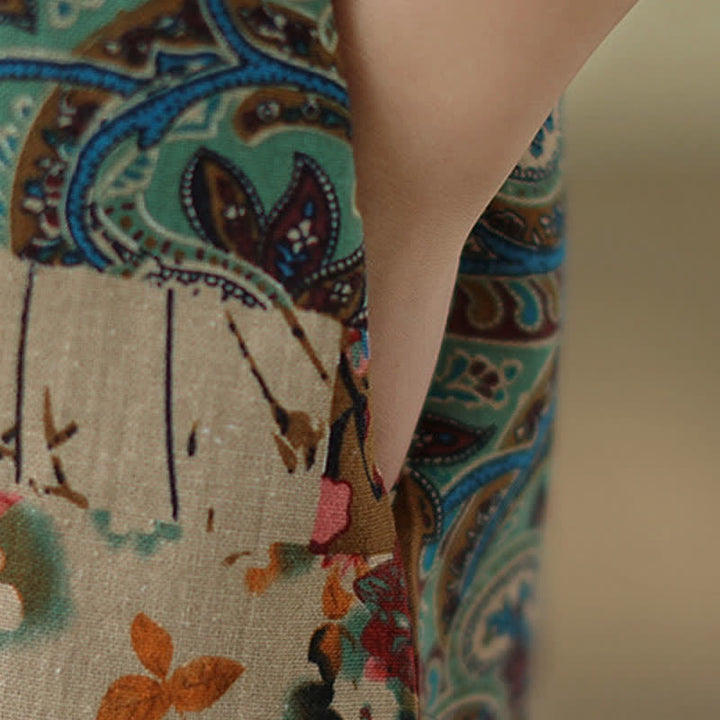 Buddha Stones Abito estivo da donna senza maniche con stampa floreale paisley e tasche. - image 10