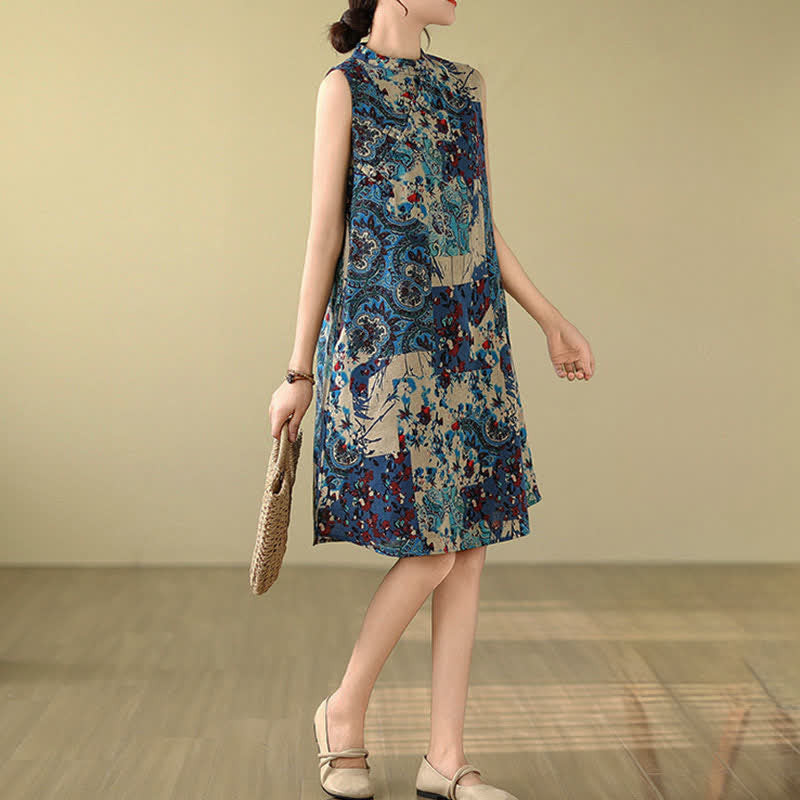 Buddha Stones Abito estivo da donna senza maniche con stampa floreale paisley e tasche. - image 18