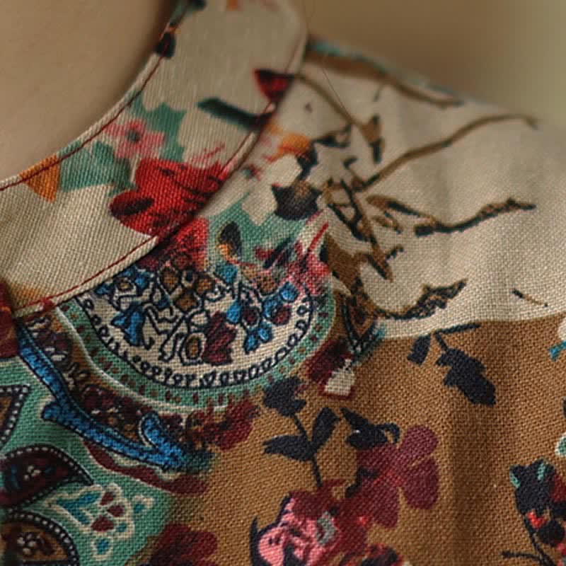 Buddha Stones Abito estivo da donna senza maniche con stampa floreale paisley e tasche. - image 8