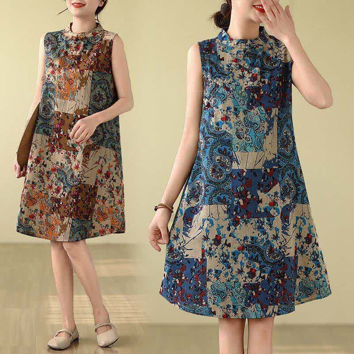 Buddha Stones Abito estivo da donna senza maniche con stampa floreale paisley e tasche. - image 19