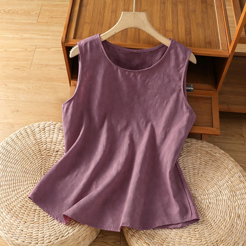 Buddha Stones Maglietta senza maniche da donna estiva casual con spacco laterale e stampa floreale. - Rosso viola pallido - US8-10, UK/AU12-14, EU40-42 (2XL) - image 7