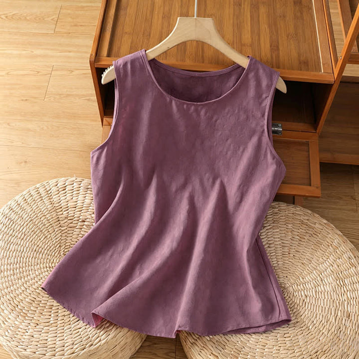 Buddha Stones Maglietta senza maniche da donna estiva casual con spacco laterale e stampa floreale. - Rosso viola pallido - US8-10, UK/AU12-14, EU40-42 (2XL) - image 7