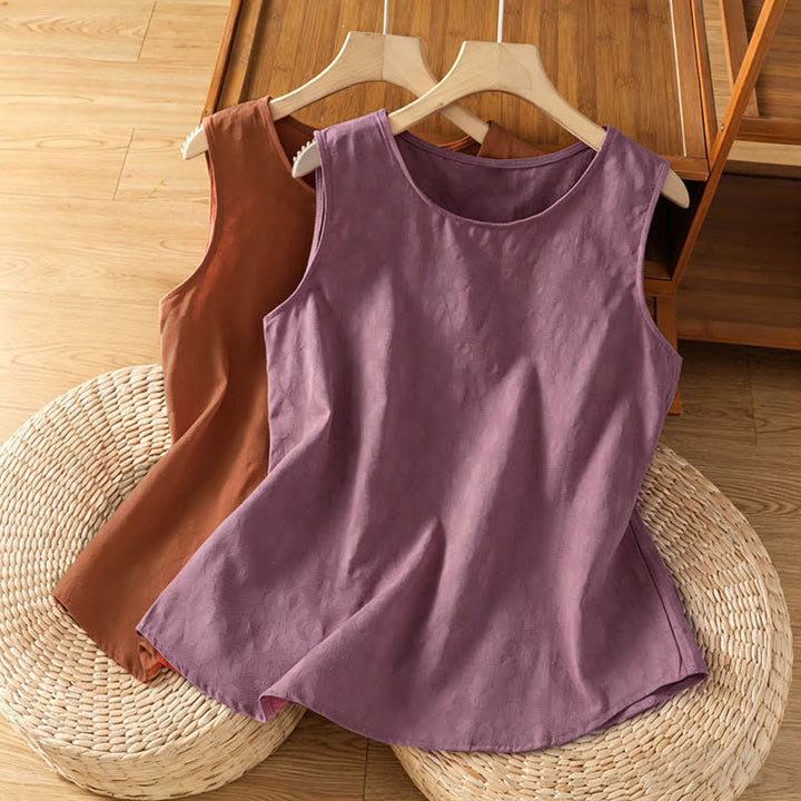 Buddha Stones Maglietta senza maniche da donna estiva casual con spacco laterale e stampa floreale. - image 14