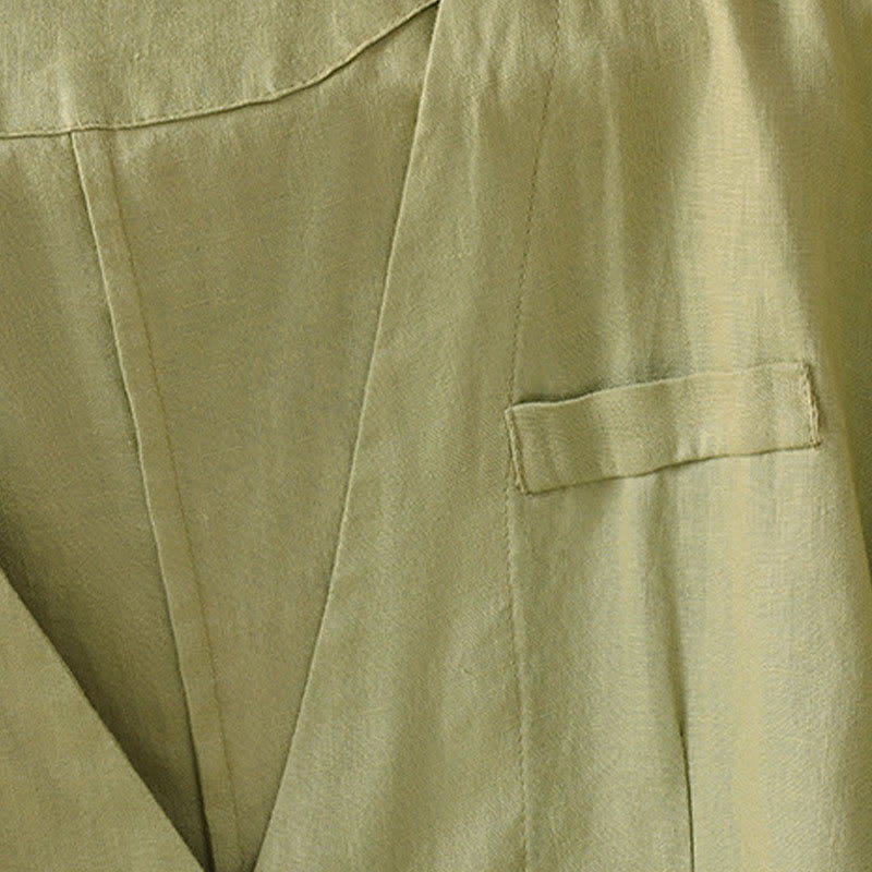 Buddha Stones Camicia da donna estiva casual a maniche corte con scollo a V e tasche, tinta unita. - image 4