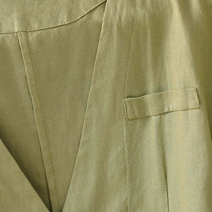 Buddha Stones Camicia da donna estiva casual a maniche corte con scollo a V e tasche, tinta unita. - image 4
