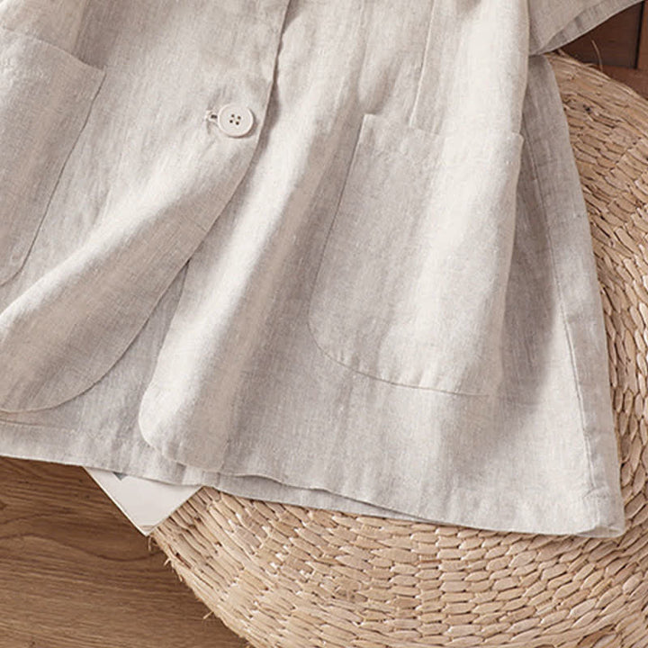Buddha Stones Camicia da donna estiva casual a maniche corte con scollo a V e tasche, tinta unita. - image 25