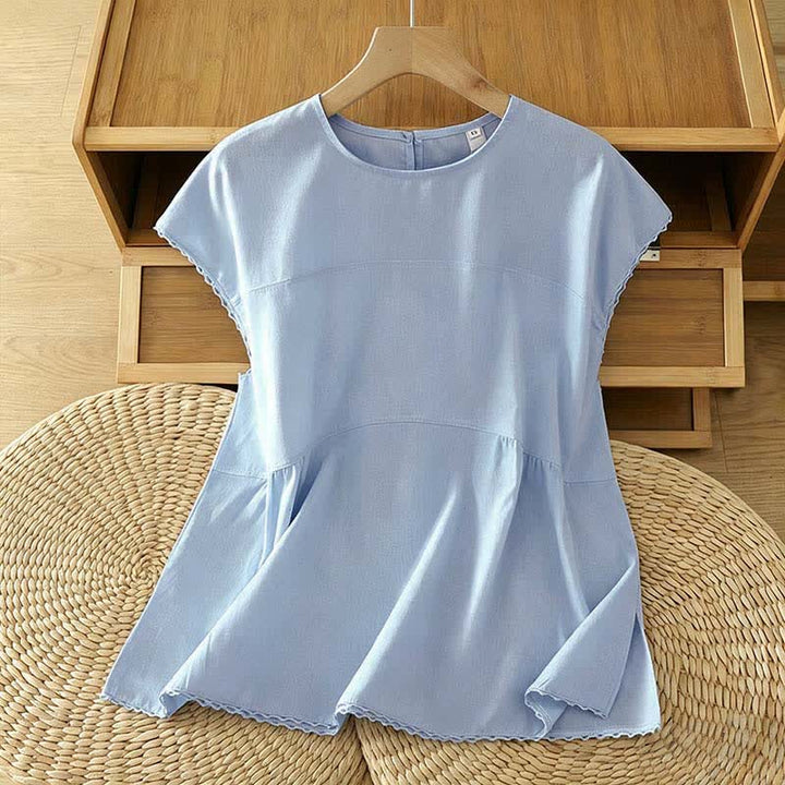 Buddha Stones Maglietta/canotta estiva casual da donna a maniche corte con scollo rotondo. - Azzurro polvere - US14, UK/AU18, EU46 (2XL) - image 8