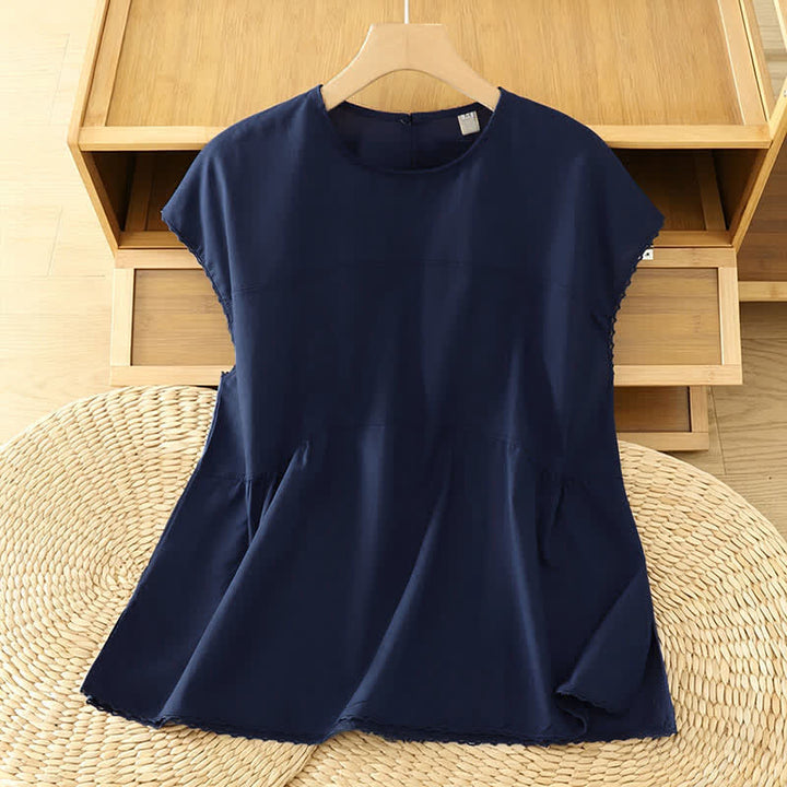 Buddha Stones Maglietta/canotta estiva casual da donna a maniche corte con scollo rotondo. - Blu mezzanotte - US14, UK/AU18, EU46 (2XL) - image 17