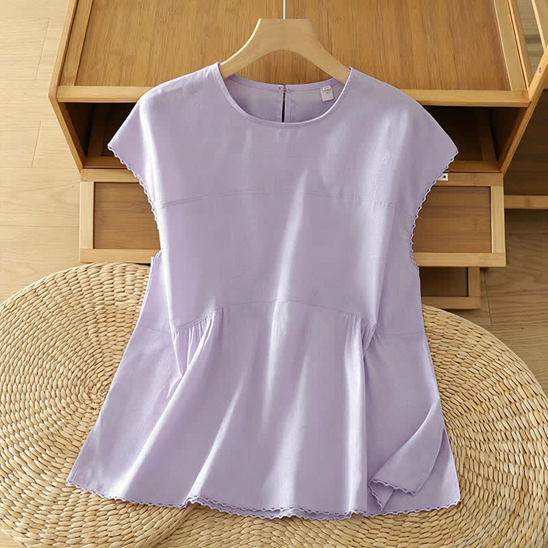 Buddha Stones Maglietta/canotta estiva casual da donna a maniche corte con scollo rotondo. - Lavanda - US14, UK/AU18, EU46 (2XL) - image 12