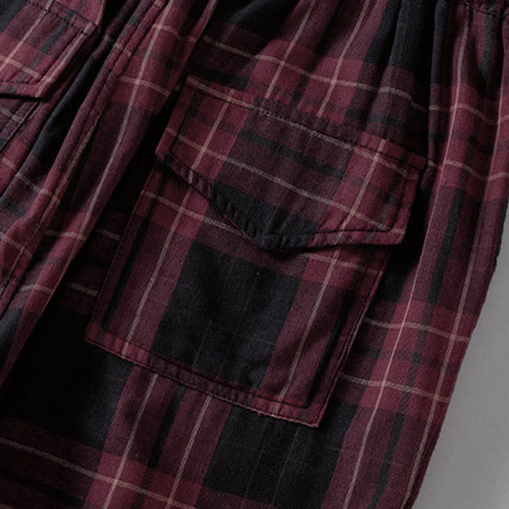 Buddha Stones Pantaloni harem da donna primaverili casual con coulisse, fantasia a quadri, elastico in vita e tasche. - image 18