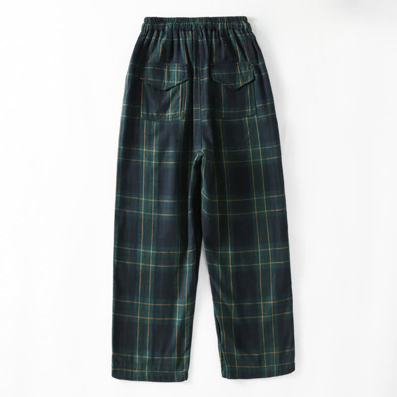 Buddha Stones Pantaloni harem da donna primaverili casual con coulisse, fantasia a quadri, elastico in vita e tasche. - image 1