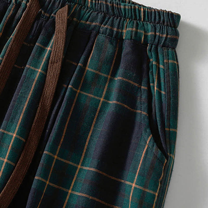 Buddha Stones Pantaloni harem da donna primaverili casual con coulisse, fantasia a quadri, elastico in vita e tasche. - image 5