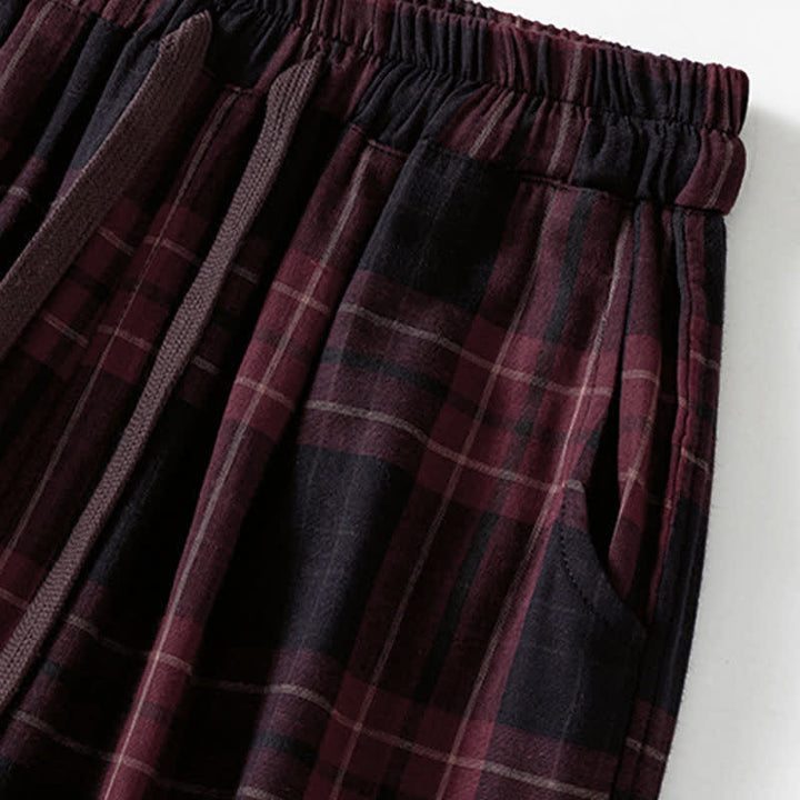Buddha Stones Pantaloni harem da donna primaverili casual con coulisse, fantasia a quadri, elastico in vita e tasche. - image 14