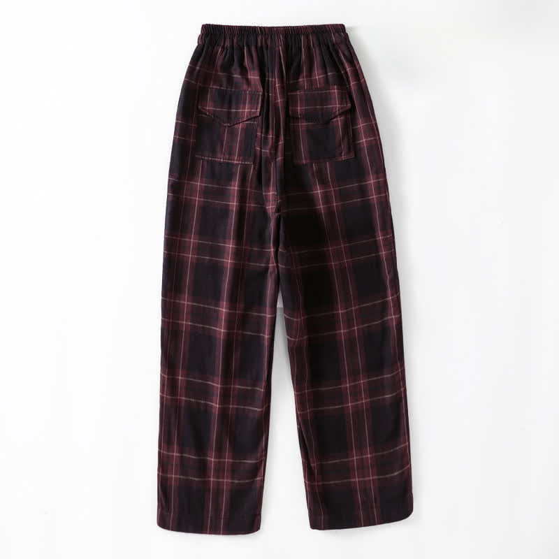 Buddha Stones Pantaloni harem da donna primaverili casual con coulisse, fantasia a quadri, elastico in vita e tasche. - image 11