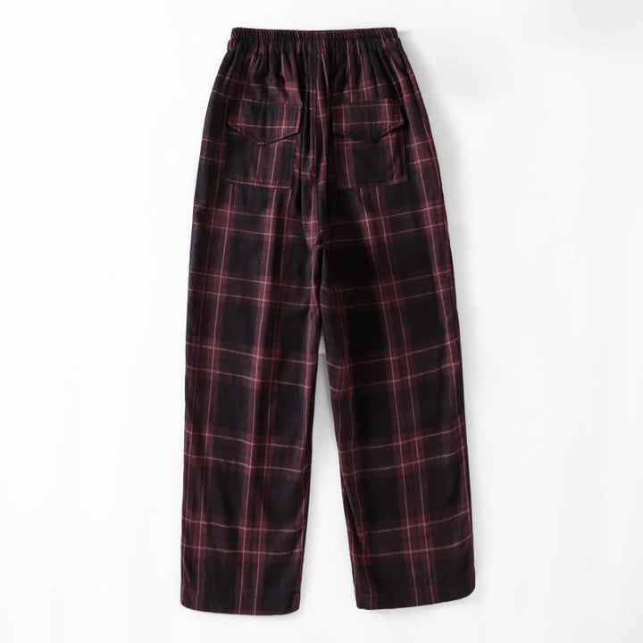 Buddha Stones Pantaloni harem da donna primaverili casual con coulisse, fantasia a quadri, elastico in vita e tasche. - image 11
