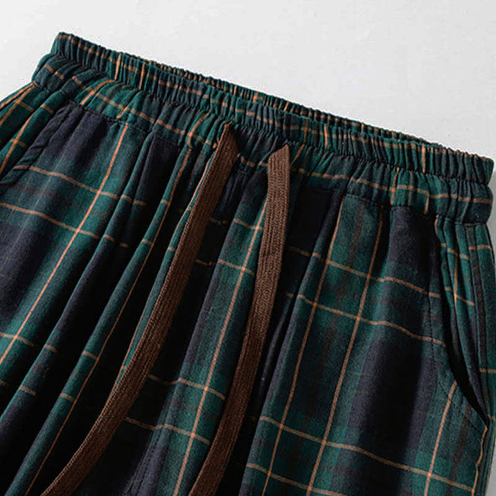 Buddha Stones Pantaloni harem da donna primaverili casual con coulisse, fantasia a quadri, elastico in vita e tasche. - image 3
