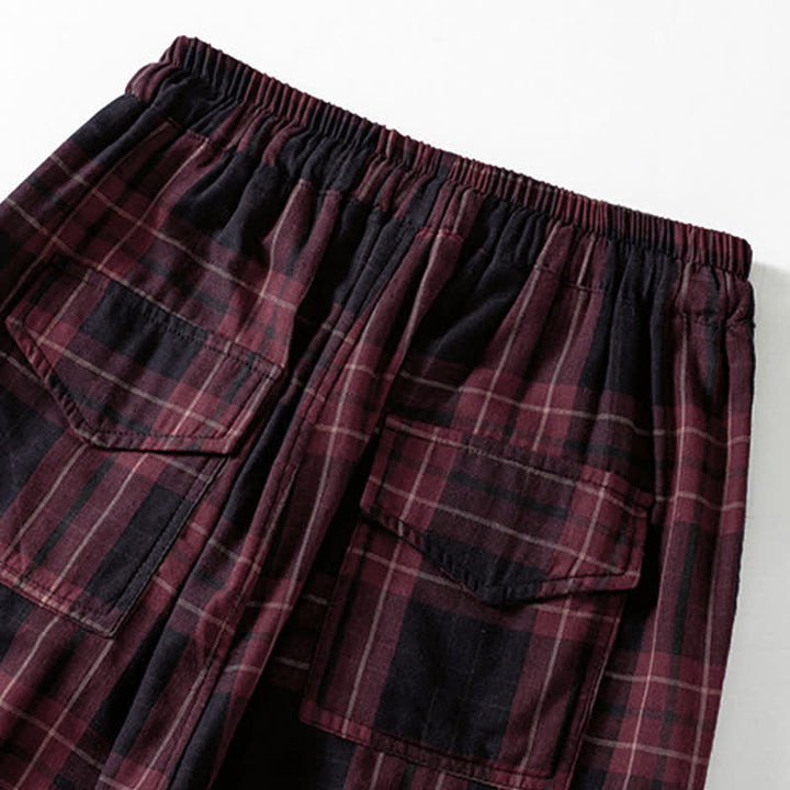 Buddha Stones Pantaloni harem da donna primaverili casual con coulisse, fantasia a quadri, elastico in vita e tasche. - image 17