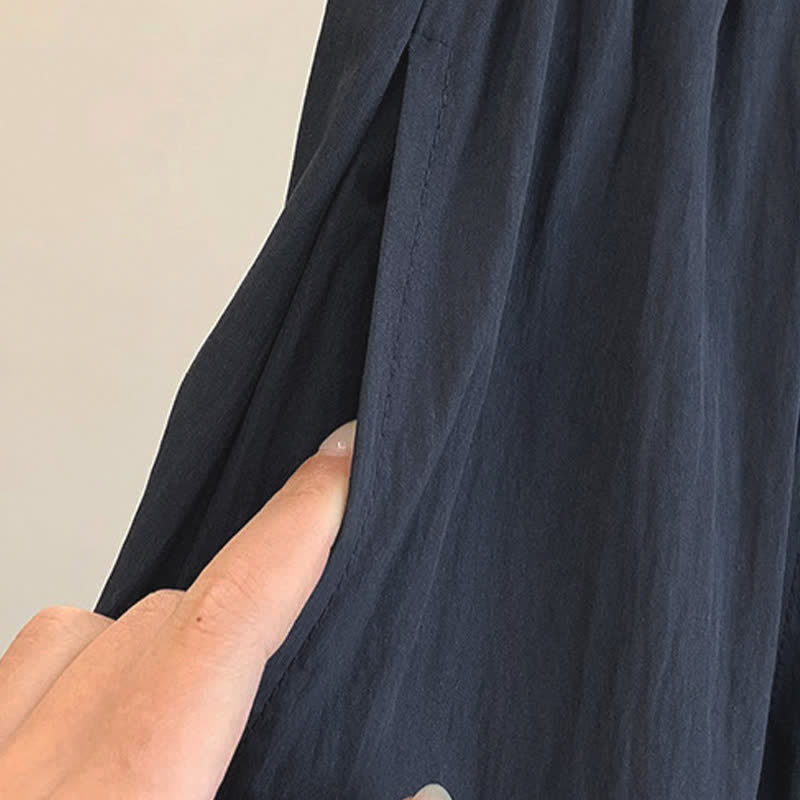 Buddha Stones Pantaloni da donna a gamba larga, corti, con coulisse, tinta unita, per primavera/estate, casual, estivi. - image 14