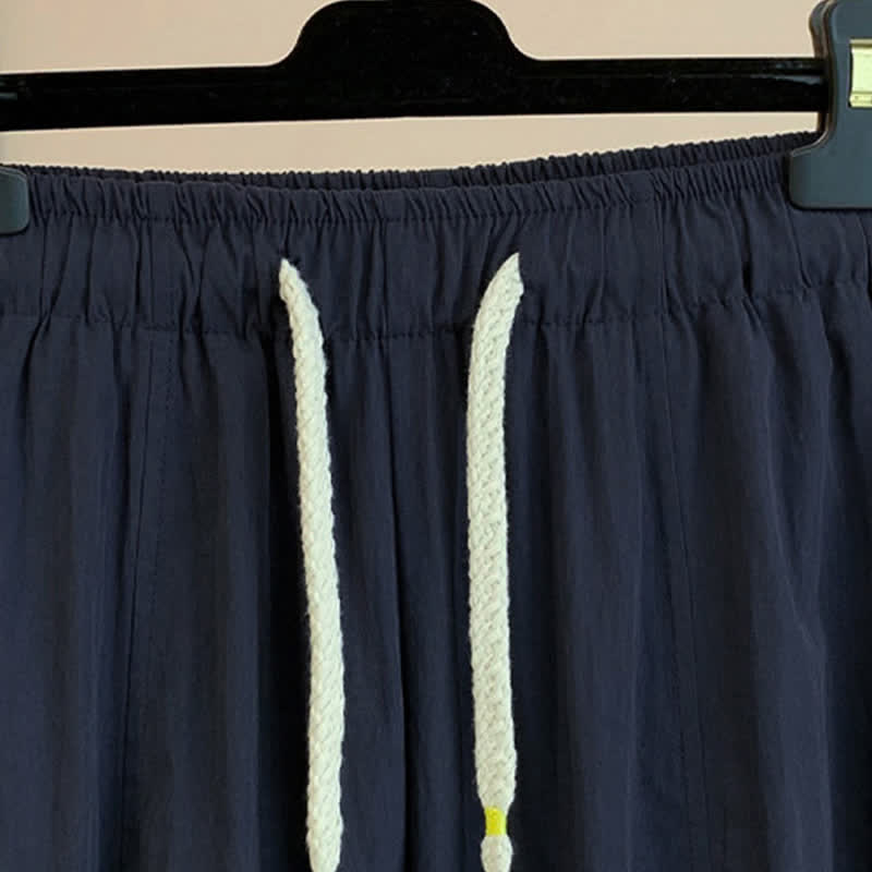 Buddha Stones Pantaloni da donna a gamba larga, corti, con coulisse, tinta unita, per primavera/estate, casual, estivi. - image 13