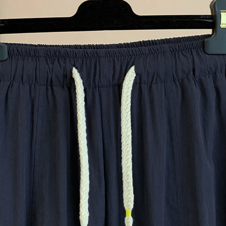 Buddha Stones Pantaloni da donna a gamba larga, corti, con coulisse, tinta unita, per primavera/estate, casual, estivi. - image 13