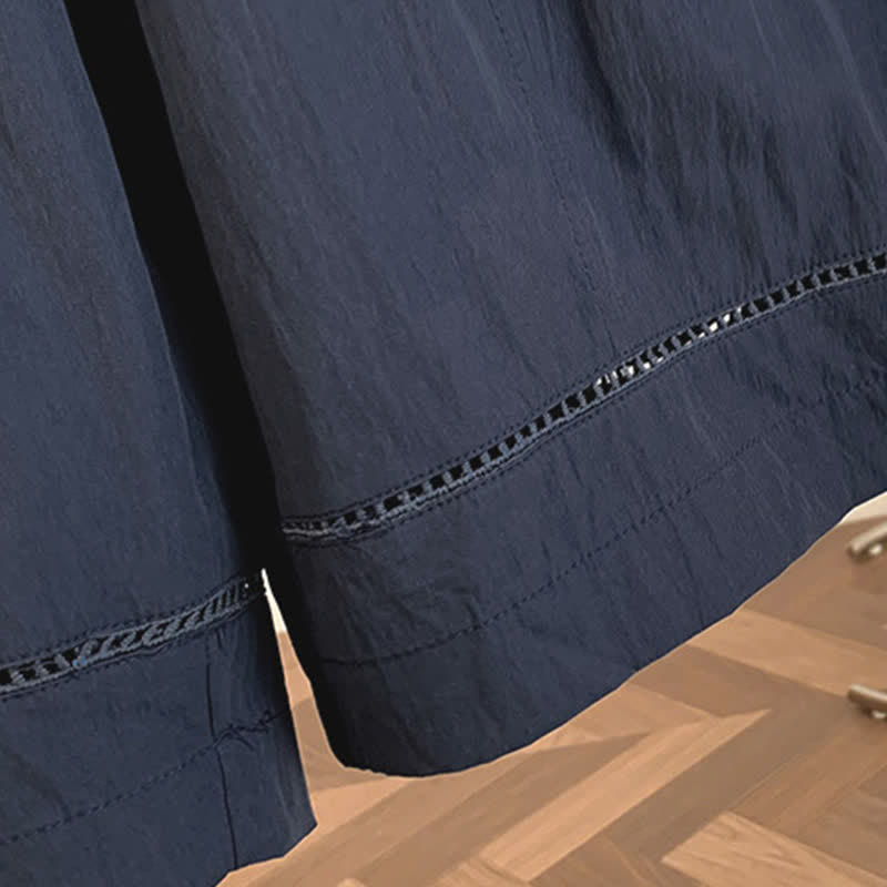 Buddha Stones Pantaloni da donna a gamba larga, corti, con coulisse, tinta unita, per primavera/estate, casual, estivi. - image 15