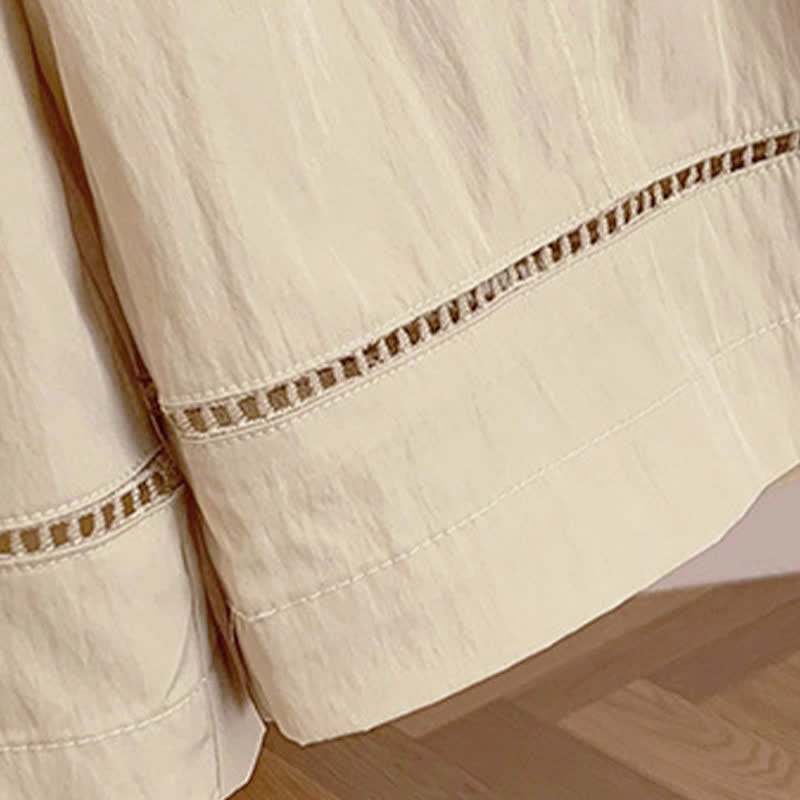 Buddha Stones Pantaloni da donna a gamba larga, corti, con coulisse, tinta unita, per primavera/estate, casual, estivi. - image 10