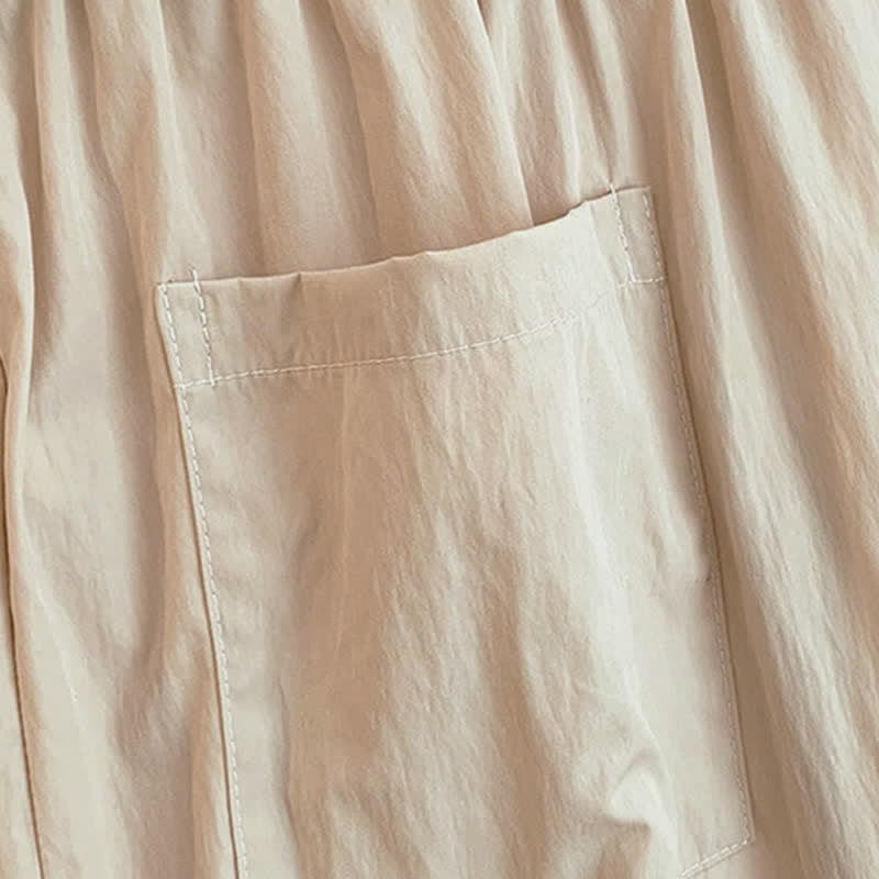 Buddha Stones Pantaloni da donna a gamba larga, corti, con coulisse, tinta unita, per primavera/estate, casual, estivi. - image 9