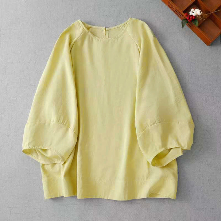 Buddha Stones T-shirt da donna a maniche lunghe, girocollo, tinta unita, casual, minimalista, primavera/estate. - Verga dorata pallida - US12, UK/AU16, EU44 (2XL) - image 9