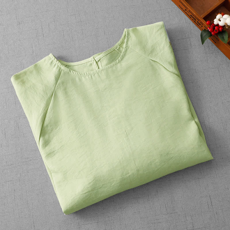 Buddha Stones T-shirt da donna a maniche lunghe, girocollo, tinta unita, casual, minimalista, primavera/estate. - image 2