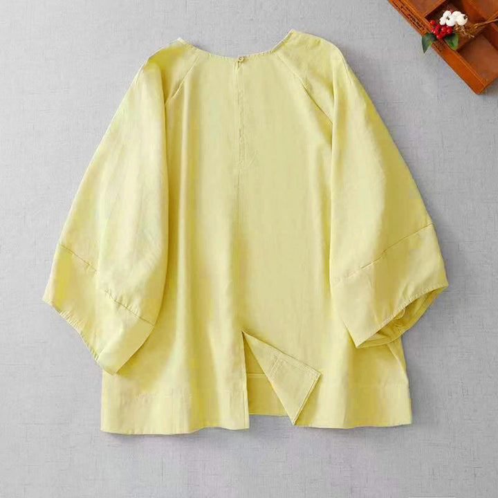 Buddha Stones T-shirt da donna a maniche lunghe, girocollo, tinta unita, casual, minimalista, primavera/estate. - image 10