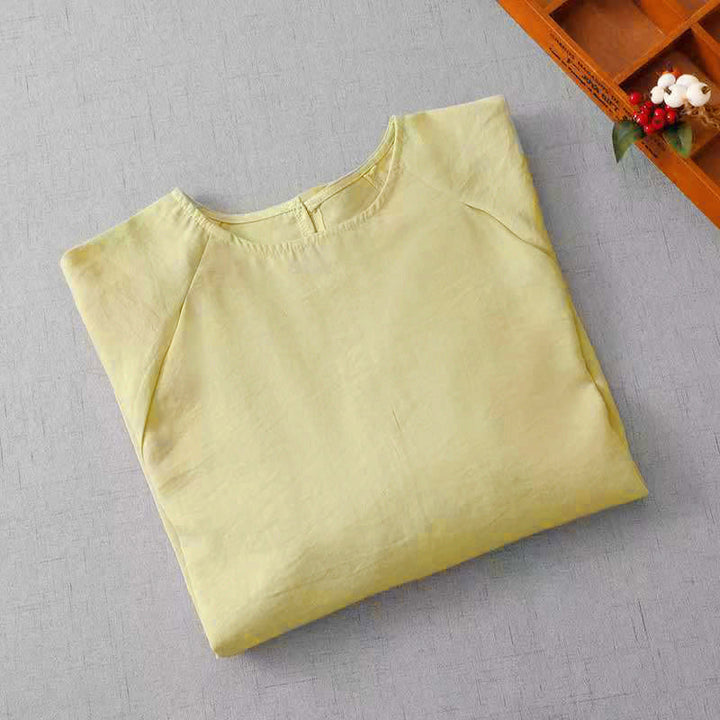 Buddha Stones T-shirt da donna a maniche lunghe, girocollo, tinta unita, casual, minimalista, primavera/estate. - image 12