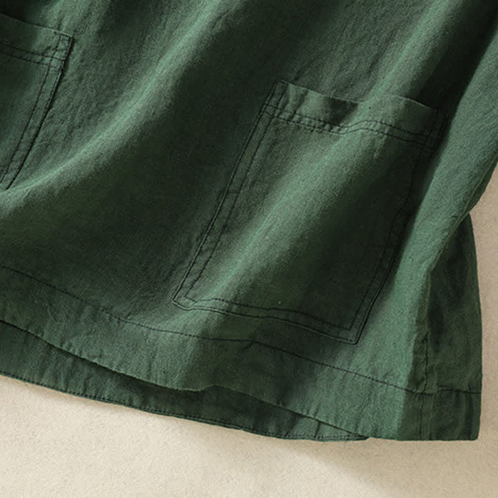 Buddha Stones Camicia senza maniche da donna estiva, casual, minimalista, con bottoni e tasca applicata. - image 19