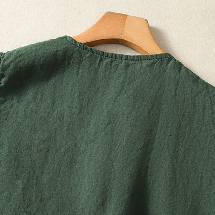 Buddha Stones Camicia senza maniche da donna estiva, casual, minimalista, con bottoni e tasca applicata. - image 16