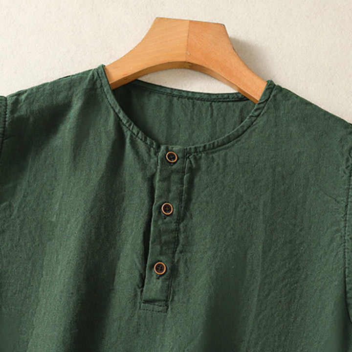 Buddha Stones Camicia senza maniche da donna estiva, casual, minimalista, con bottoni e tasca applicata. - image 15