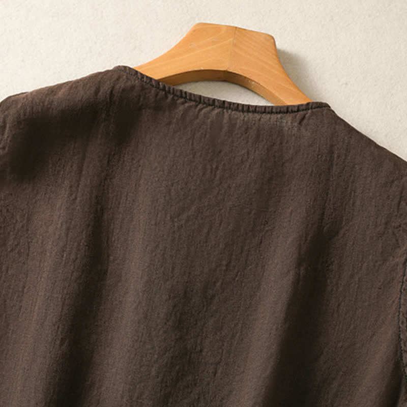 Buddha Stones Camicia senza maniche da donna estiva, casual, minimalista, con bottoni e tasca applicata. - image 23