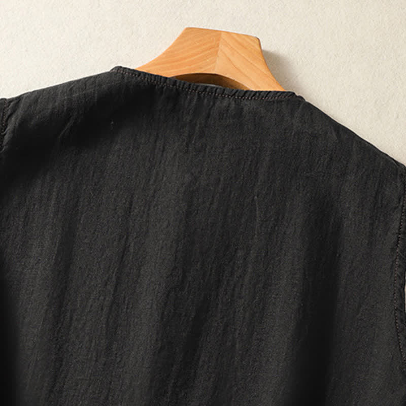 Buddha Stones Camicia senza maniche da donna estiva, casual, minimalista, con bottoni e tasca applicata. - image 10
