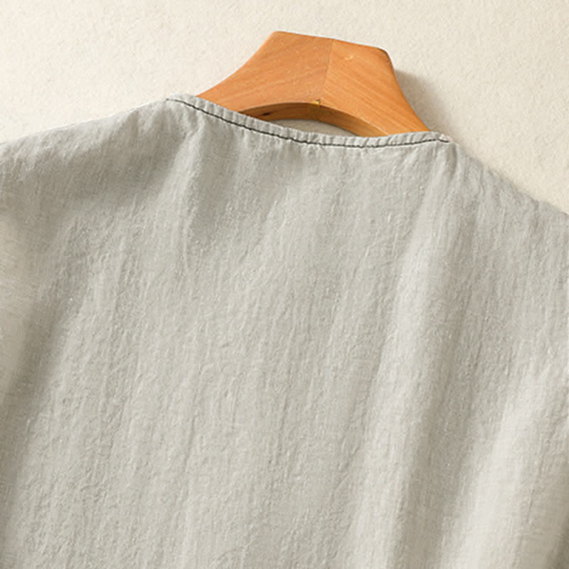 Buddha Stones Camicia senza maniche da donna estiva, casual, minimalista, con bottoni e tasca applicata. - image 4