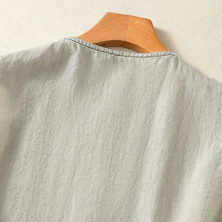 Buddha Stones Camicia senza maniche da donna estiva, casual, minimalista, con bottoni e tasca applicata. - image 4