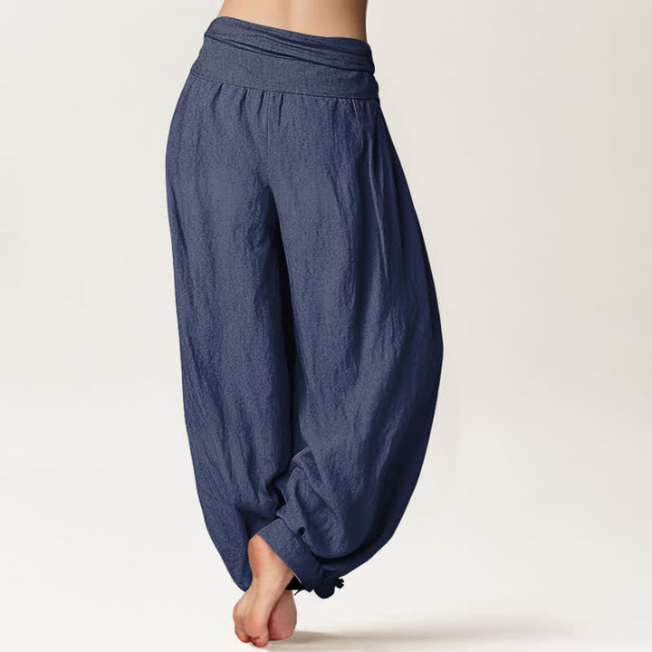 Buddha Stones Pantaloni harem da donna in puro cotone con motivo a loto e vita elasticizzata - image 10