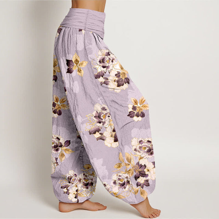Buddha Stones Pantaloni harem da donna in puro cotone con fantasia floreale vintage e vita elasticizzata. - image 7