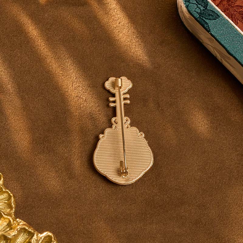 Buddha Stones Spilla energetica a forma di pipa viola, realizzata a mano in broccato Song Brocade - image 9