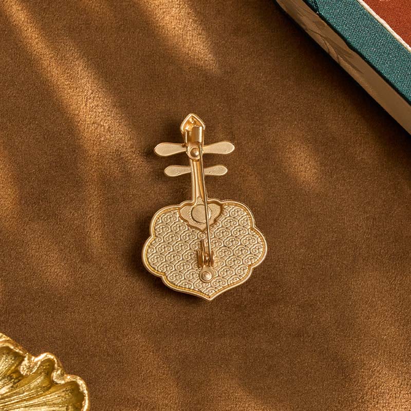 Buddha Stones Spilla energetica a forma di pipa viola, realizzata a mano in broccato Song Brocade - image 11