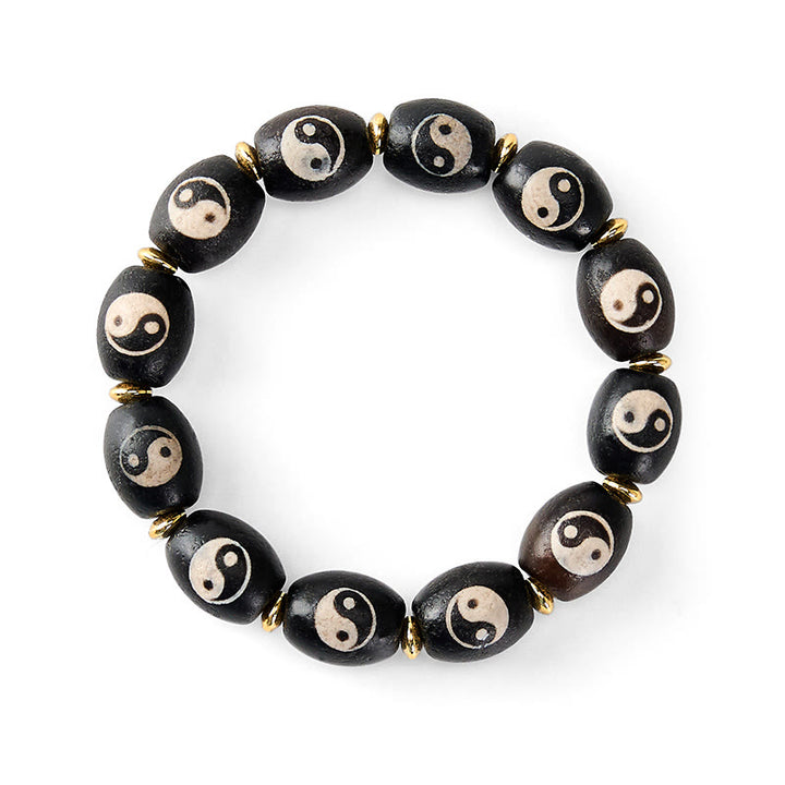 Buddha Stones Bracciale tibetano di protezione con simbolo Yin Yang e agata con perline Dzi - image 5