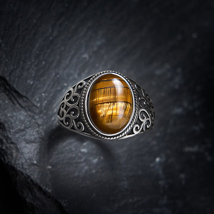 Buddha Stones Anello regolabile in rame occhio di tigre - Occhio di tigre (Coraggio ♥ Forza) - image 0