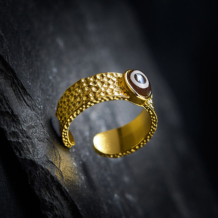 Anello portafortuna Buddha Stones, perline Dzi, rame e ottone. - image 3