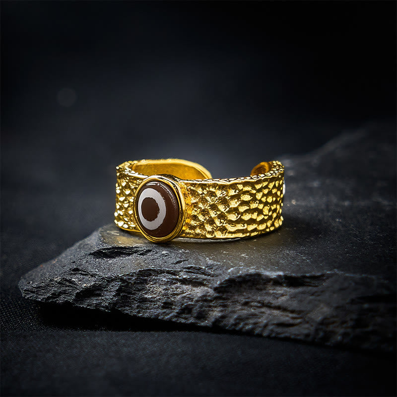 Anello portafortuna Buddha Stones, perline Dzi, rame e ottone. - image 1