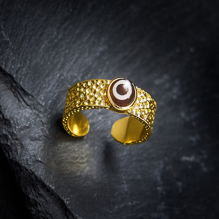 Anello portafortuna Buddha Stones, perline Dzi, rame e ottone. - image 2