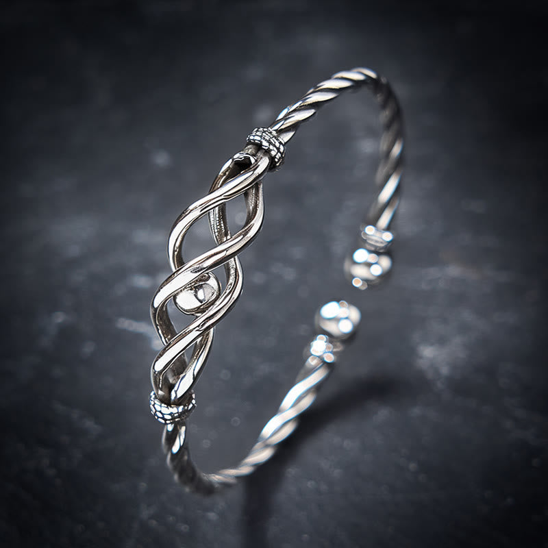 Buddha Stones Bracciale rigido intrecciato in rame puro placcato con argento - Rame (Ricchezza ♥ Fortuna) - image 0