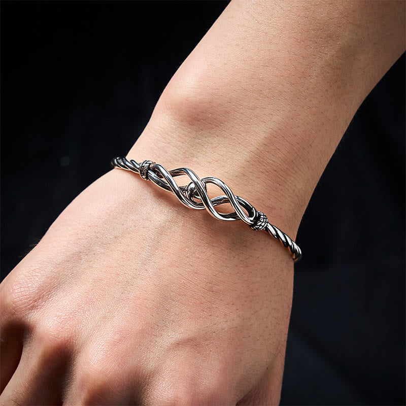 Buddha Stones Bracciale rigido intrecciato in rame puro placcato con argento - image 7